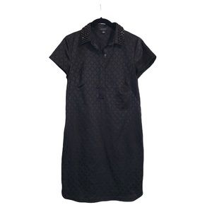 Ann Taylor Black Short Sleeve Beaded Collar Mini Dress Size 2